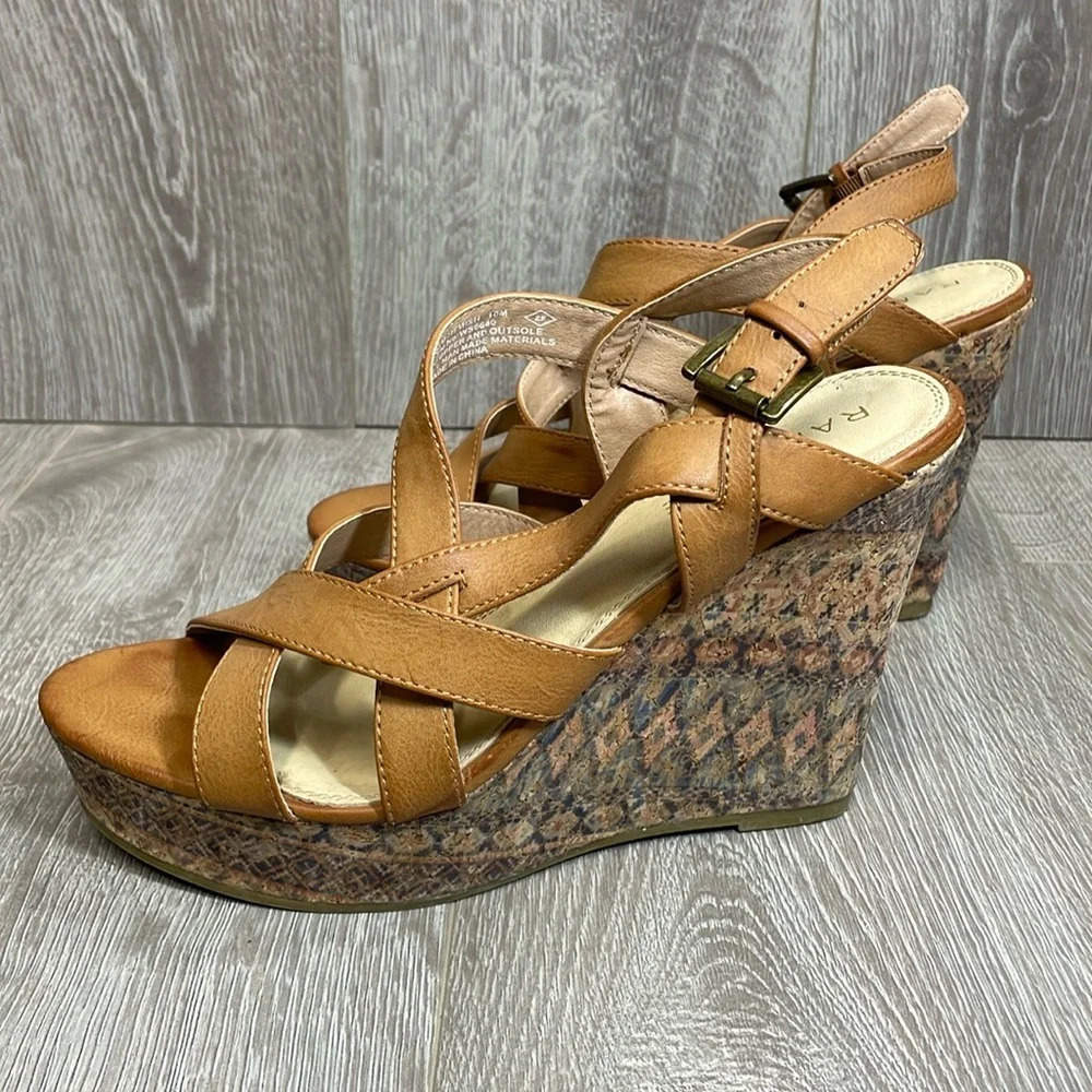 Rampage Hemish Wedge Platform Sandals Strappy Boho Cork 10m